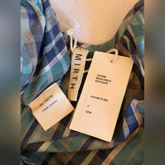 NWT MIRTH Ostuni Ocean Plaid Cotton Handloomed w/ Pockets Maxi Dress - Picture 8 of 8